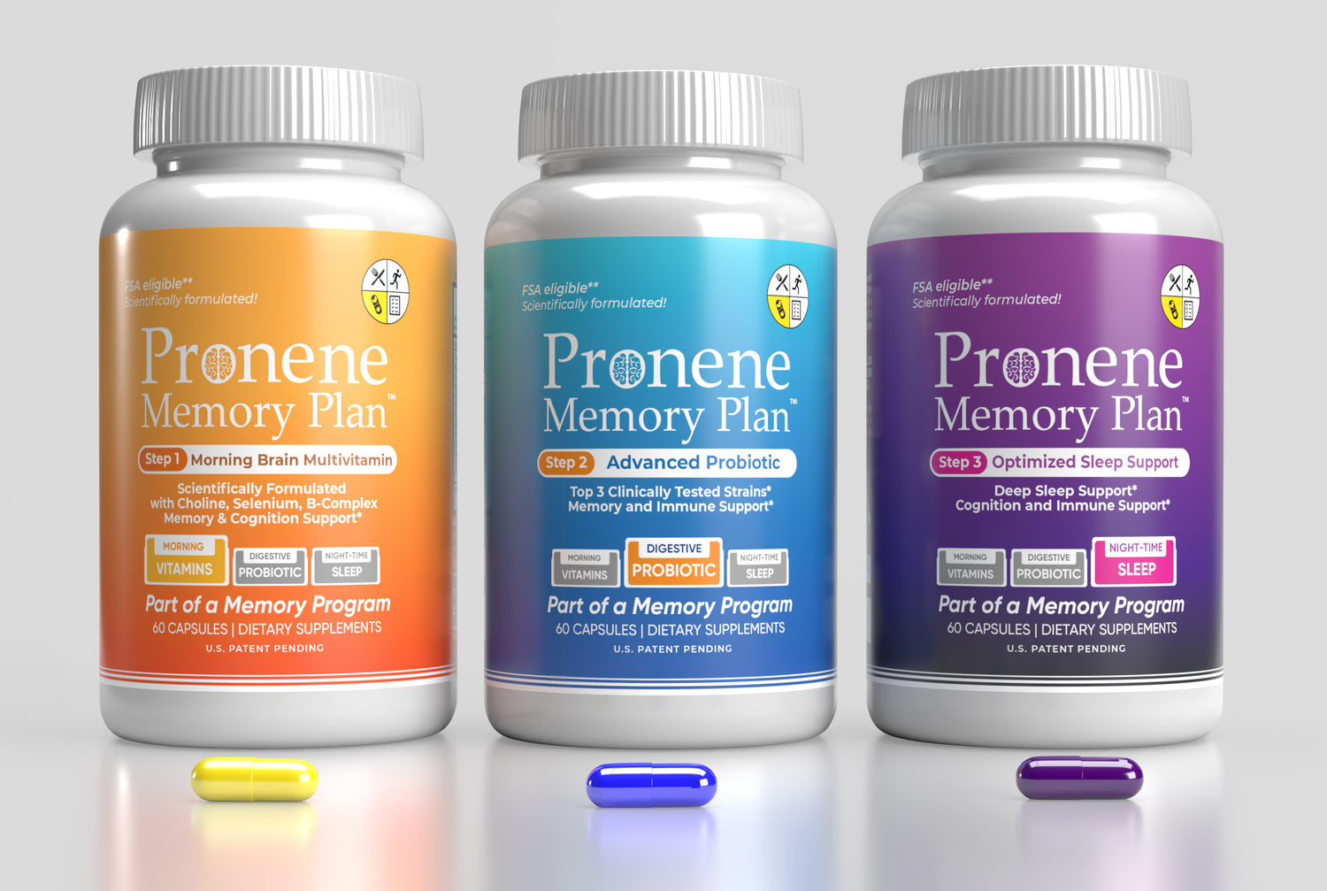 3-Bottle Pack; Morning Brain Multivitamin, Advanced Probiotic, Deep Sleep Support